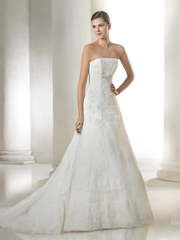 Свадебное платье Amilia. Силуэт А-силуэт. Цвет Белый / Молочный. Вид 1