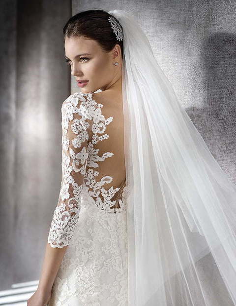 Свадебное платье Zuriel. Силуэт Рыбка, А-силуэт. Цвет Белый / Молочный. Вид 3