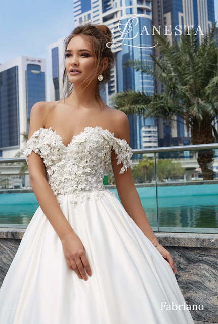 Свадебное платье Fabriano. Силуэт А-силуэт. Цвет Айвори / Капучино, Белый / Молочный. Вид 3