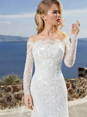 Свадебное платье Angelika. Силуэт А-силуэт, Рыбка. Цвет Белый / Молочный. Вид 1