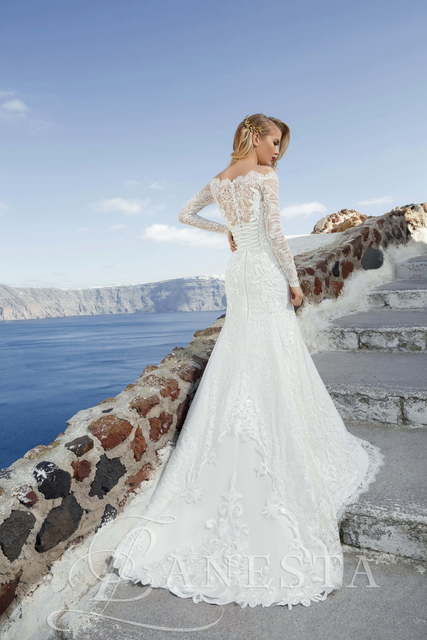 Свадебное платье Angelika. Силуэт Рыбка, А-силуэт. Цвет Белый / Молочный. Вид 2