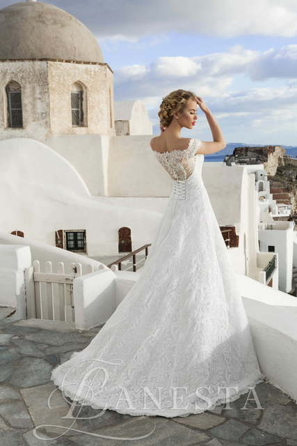 Свадебное платье Amelija. Силуэт А-силуэт. Цвет Белый / Молочный. Вид 2