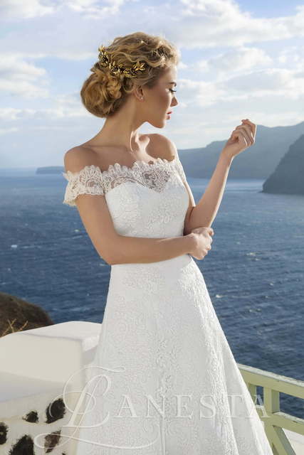 Свадебное платье Amelija. Силуэт А-силуэт. Цвет Белый / Молочный. Вид 4