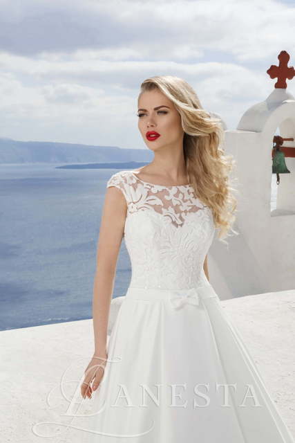 Свадебное платье Mondial. Силуэт А-силуэт. Цвет Белый / Молочный. Вид 3