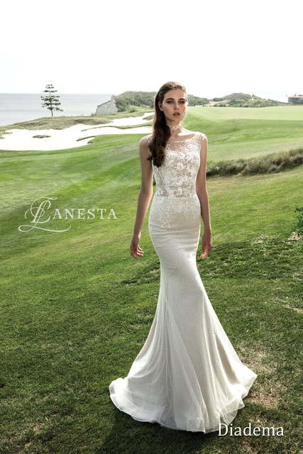 Свадебное платье Diadema. Силуэт Рыбка, А-силуэт. Цвет Айвори / Капучино, Белый / Молочный. Вид 3