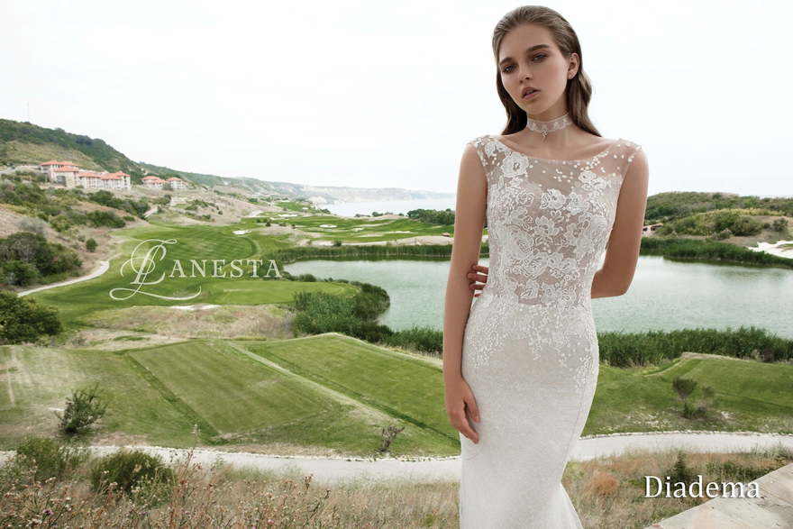 Свадебное платье Diadema. Силуэт Рыбка, А-силуэт. Цвет Айвори / Капучино, Белый / Молочный. Вид 4