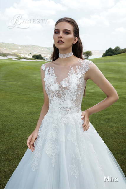 Свадебное платье Mira. Силуэт Пышное, А-силуэт. Цвет Белый / Молочный. Вид 3