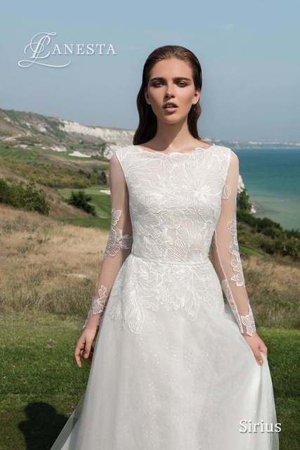 Свадебное платье Sirius. Силуэт А-силуэт. Цвет Белый / Молочный. Вид 4