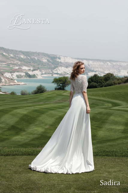 Свадебное платье Sadira. Силуэт А-силуэт. Цвет Белый / Молочный. Вид 2