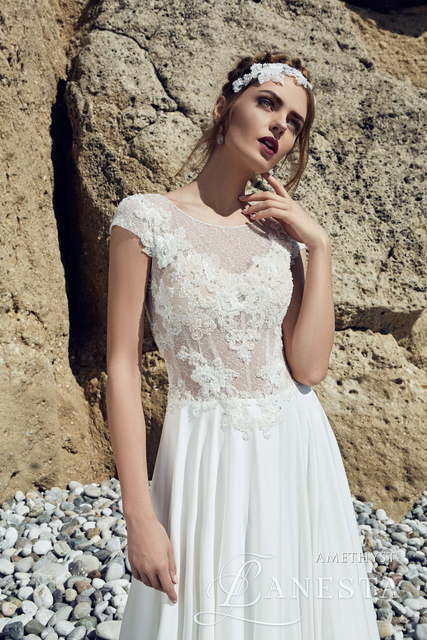 Свадебное платье Amethyst. Силуэт А-силуэт, Прямое. Цвет Белый / Молочный. Вид 2