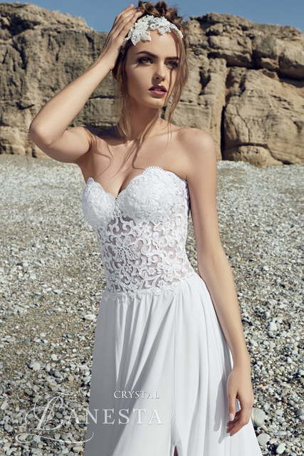 Свадебное платье Crystal. Силуэт А-силуэт, Прямое. Цвет Белый / Молочный. Вид 2