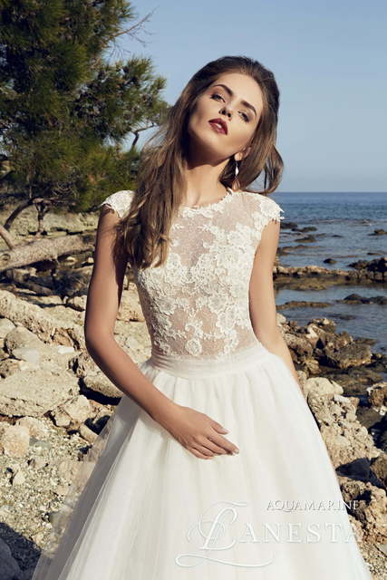 Свадебное платье Aquamarine. Силуэт А-силуэт. Цвет Белый / Молочный. Вид 3