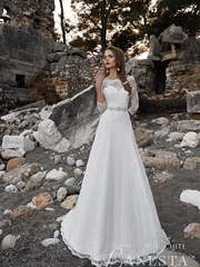 Свадебное платье Malachite. Силуэт А-силуэт. Цвет Белый / Молочный. Вид 1