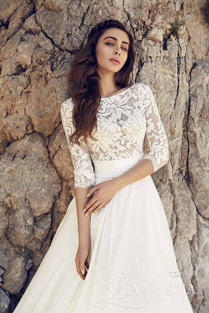 Свадебное платье Coral. Силуэт А-силуэт. Цвет Белый / Молочный. Вид 3