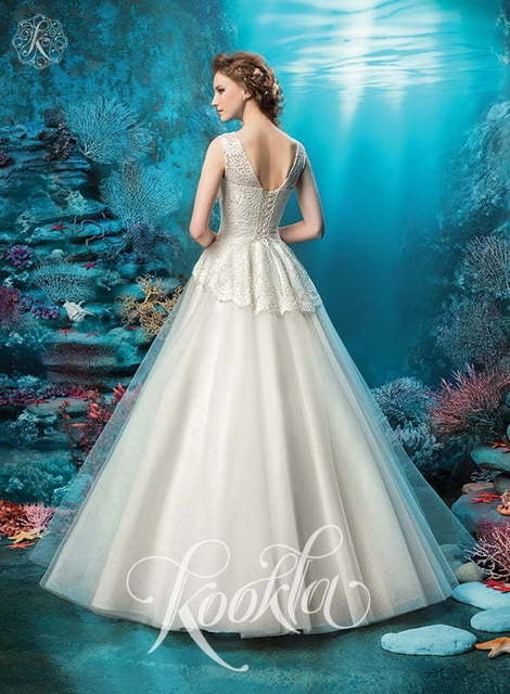 Свадебное платье  Ава. Силуэт А-силуэт. Цвет Айвори / Капучино, Белый / Молочный. Вид 2