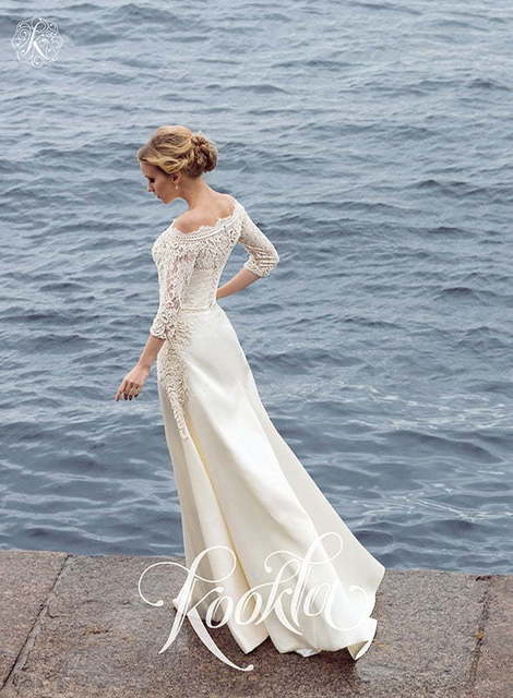 Свадебное платье Tina. Силуэт А-силуэт, Прямое. Цвет Айвори / Капучино, Белый / Молочный. Вид 2