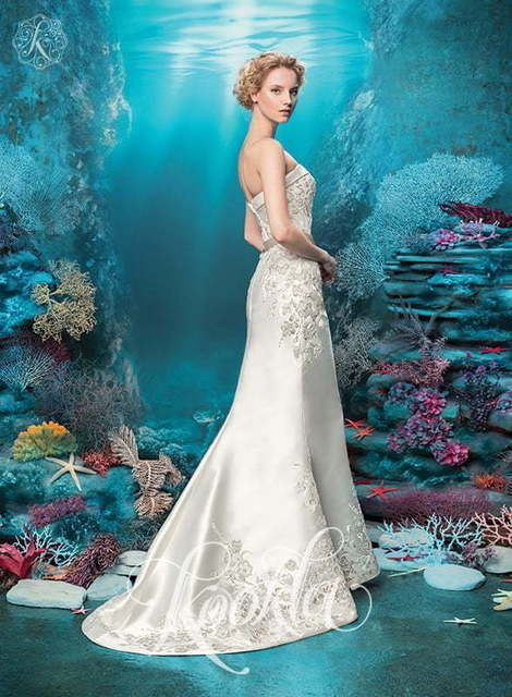 Свадебное платье Мирана. Силуэт Рыбка, А-силуэт. Цвет Айвори / Капучино, Белый / Молочный. Вид 2