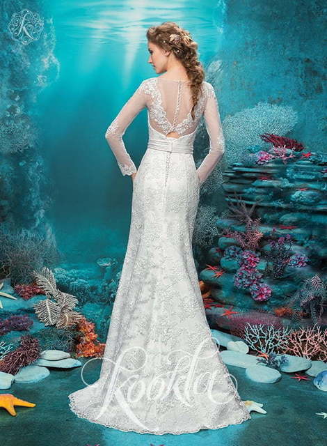 Свадебное платье Эдуарда. Силуэт Рыбка, А-силуэт. Цвет Белый / Молочный. Вид 2