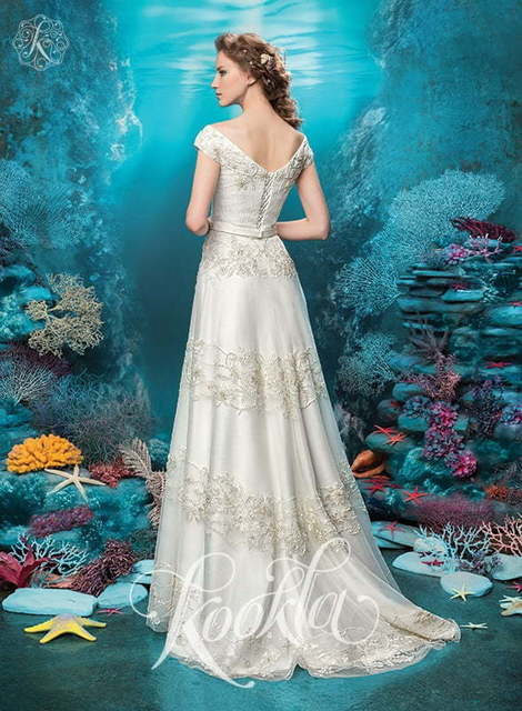 Свадебное платье Эрнестина. Силуэт А-силуэт, Прямое. Цвет Айвори / Капучино, Белый / Молочный. Вид 2