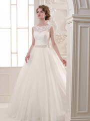 Свадебное платье 1041 ММ. Силуэт А-силуэт. Цвет Белый / Молочный. Вид 1