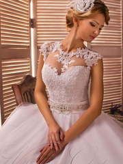 Свадебное платье Пенелопа. Силуэт Пышное, А-силуэт. Цвет Белый / Молочный. Вид 1
