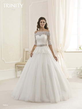 Свадебное платье T0004. Силуэт Пышное, А-силуэт. Цвет Белый / Молочный. Вид 1