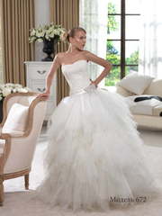 Свадебное платье 672. Силуэт Пышное, А-силуэт. Цвет Белый / Молочный. Вид 1