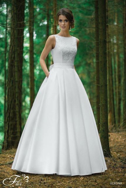 Свадебное платье Флер 3. Силуэт А-силуэт. Цвет Белый / Молочный. Вид 1