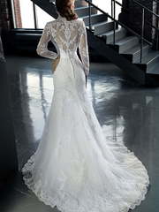 Свадебное платье 14214-2. Силуэт А-силуэт, Прямое, Рыбка. Цвет Белый / Молочный. Вид 2