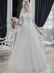 Свадебное платье Эрика. Силуэт А-силуэт. Цвет Белый / Молочный. Вид 1