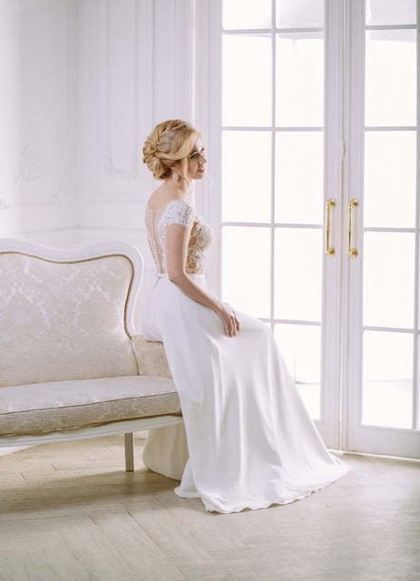 Свадебное платье Armonica. Силуэт А-силуэт, Прямое. Цвет Белый / Молочный. Вид 2