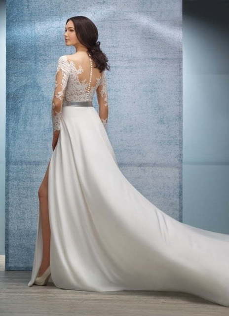 Свадебное платье Samanta. Силуэт А-силуэт, Прямое. Цвет Белый / Молочный. Вид 2