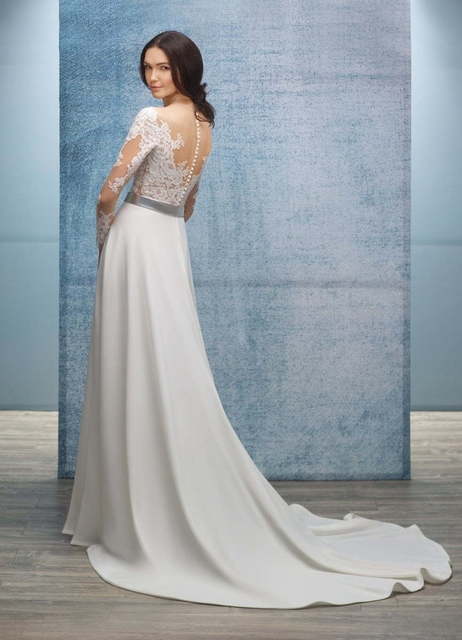 Свадебное платье Samanta. Силуэт А-силуэт, Прямое. Цвет Белый / Молочный. Вид 3