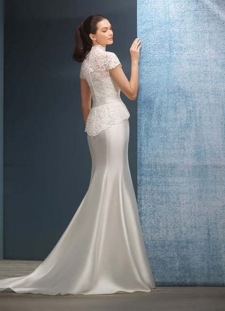 Свадебное платье Columba. Силуэт Рыбка, А-силуэт. Цвет Белый / Молочный. Вид 2