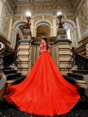 Свадебное платье Santorini. Силуэт Пышное, А-силуэт. Цвет Красный / Марсала. Вид 2