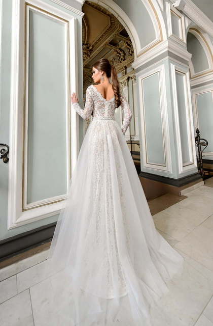 Свадебное платье Medea. Силуэт А-силуэт, Прямое. Цвет Айвори / Капучино, Белый / Молочный. Вид 3