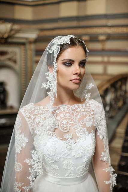 Свадебное платье Amira. Силуэт А-силуэт. Цвет Белый / Молочный. Вид 5