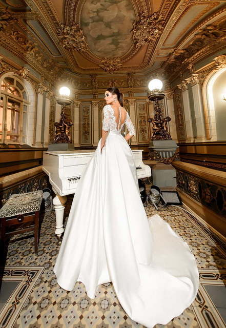 Свадебное платье Roshel. Силуэт А-силуэт. Цвет Белый / Молочный. Вид 3