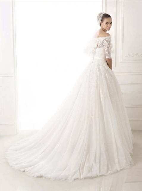 Свадебное платье Casandra. Силуэт Пышное, А-силуэт. Цвет Белый / Молочный. Вид 2