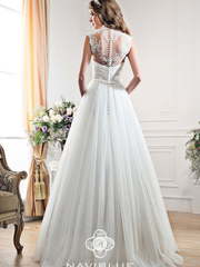 Свадебное платье 13101. Силуэт А-силуэт, Прямое. Цвет Белый / Молочный. Вид 2