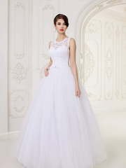 Свадебное платье Пальмира. Силуэт Пышное, А-силуэт. Цвет Белый / Молочный. Вид 1