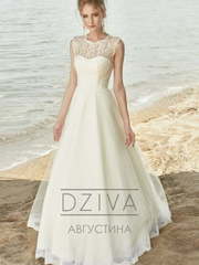 Свадебное платье Августина. Силуэт А-силуэт. Цвет Белый / Молочный, Айвори / Капучино. Вид 1
