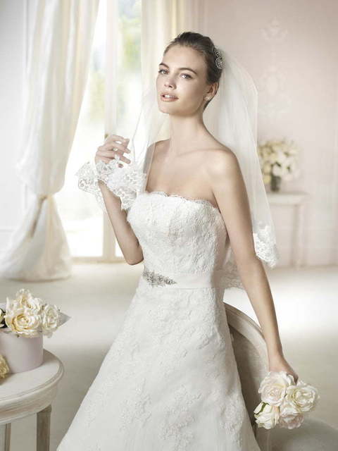 Свадебное платье Jaleah. Силуэт А-силуэт. Цвет Белый / Молочный. Вид 3