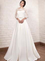 Свадебное платье Волшебница. Силуэт А-силуэт. Цвет Белый / Молочный. Вид 1