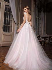 Свадебное платье Mario. Силуэт А-силуэт. Цвет Белый / Молочный, оттенки Розового. Вид 2