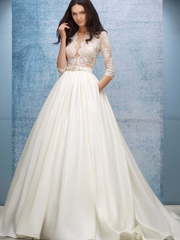 Свадебное платье Capella. Силуэт А-силуэт. Цвет Айвори / Капучино. Вид 1