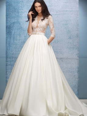 Свадебное платье Capella. Силуэт А-силуэт. Цвет Айвори / Капучино. Вид 1