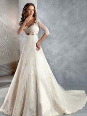 Свадебное платье Нэйджел. Силуэт А-силуэт. Цвет Айвори / Капучино. Вид 1