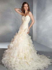 Свадебное платье Салли. Силуэт А-силуэт. Цвет Айвори / Капучино, Персик / Оранжевый. Вид 1