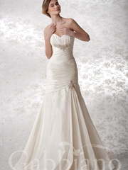 Свадебное платье Дженифер. Силуэт А-силуэт, Рыбка. Цвет Айвори / Капучино. Вид 1